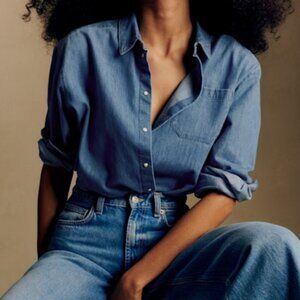 NWOT Sezane Max Chambray Shirt French size 34 (US Size 2)